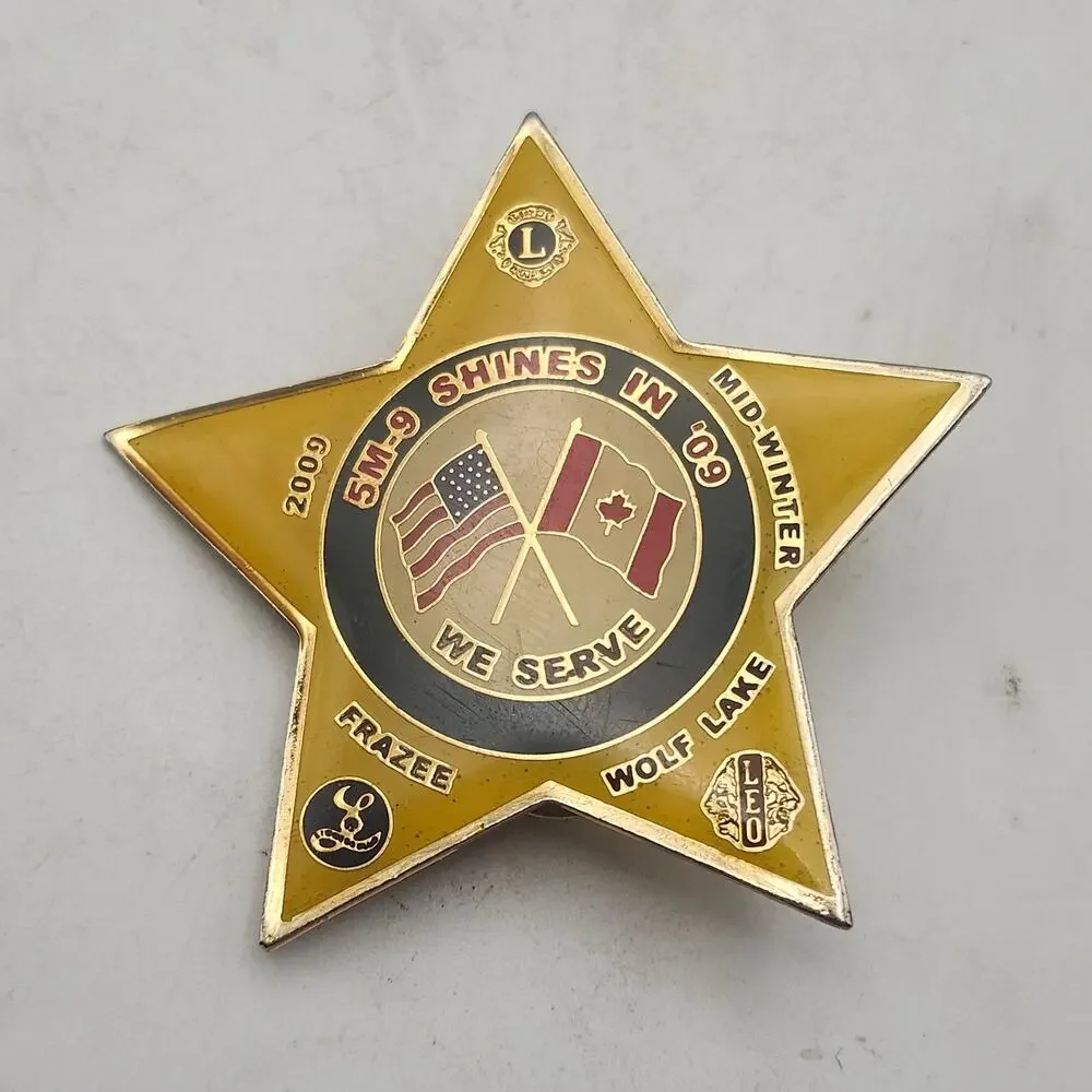 2009 Lions Club 5M-9 Mid-Winter Frazee Wolf Lake USA Canada Star Double Post Pin